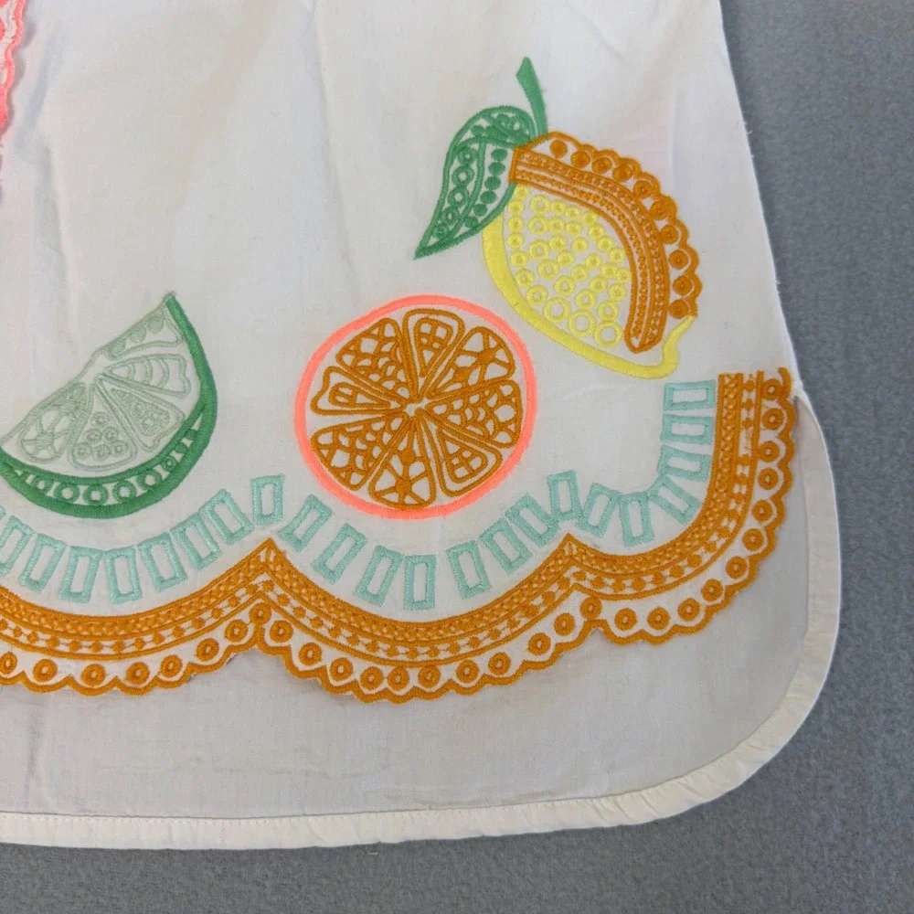 Reiss Top Citrus Embroidered Resort Kids 11-12 Fruit‎ Eyelet Scalloped White